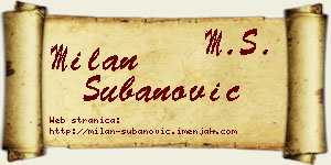 Milan Subanović vizit kartica